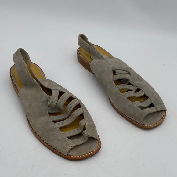 Joan & David gray Women's Sandals women 8.5M suede elastic straps casual office - Picture 1 of 10